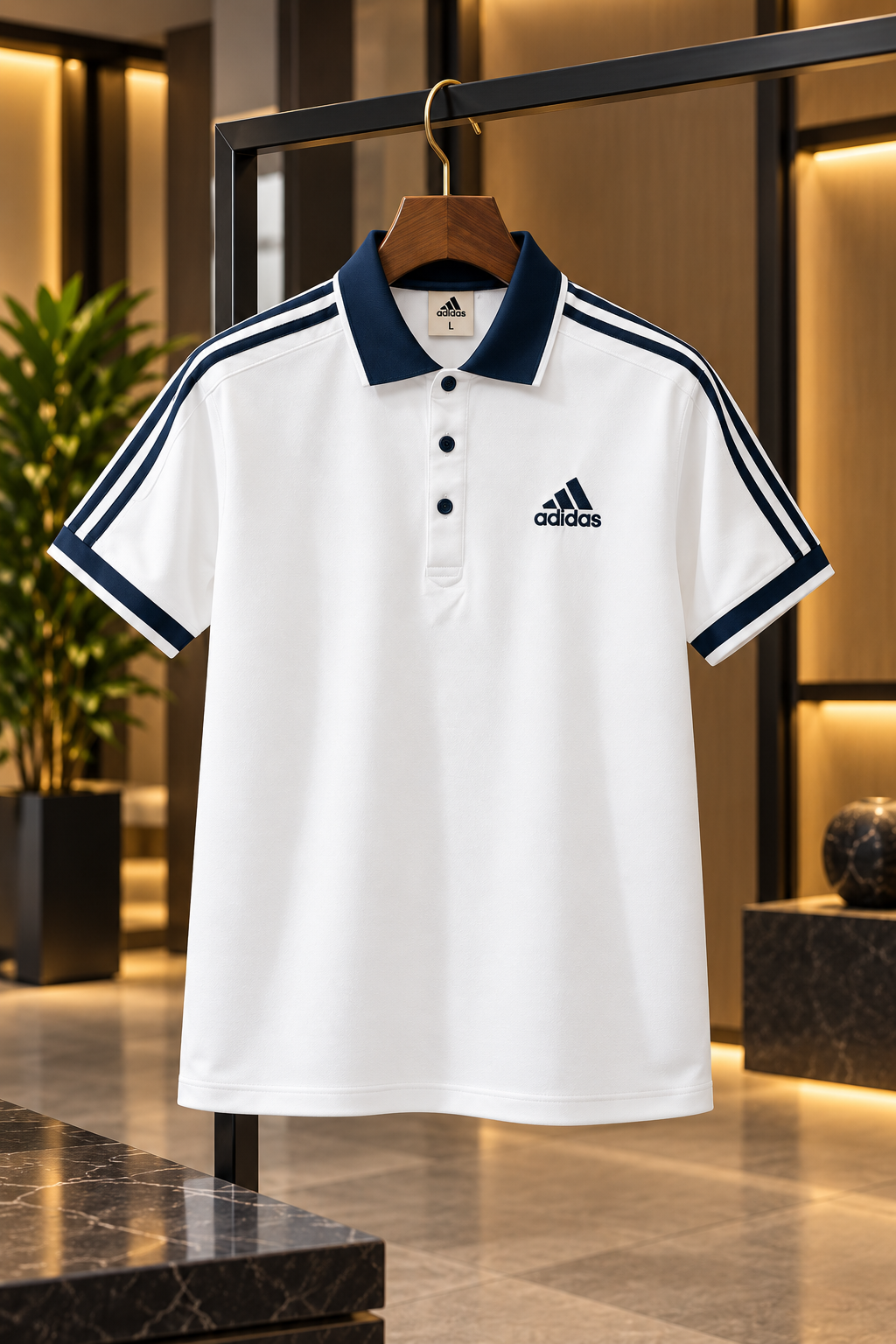 Three Stripe Sleeve Polo Shirt - White