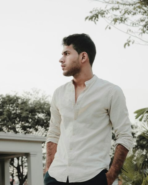 Linen Band Collar Shirt
